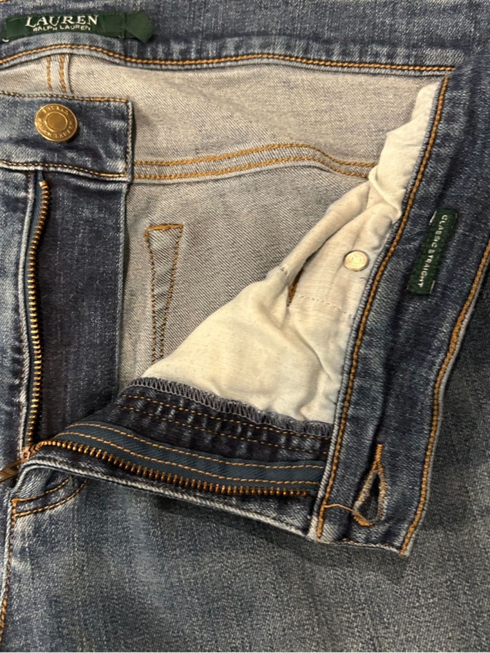 Ralph Lauren Green Label Women's Blue Denim Classic Straight Jeans Size 12 - Picture 7 of 10
